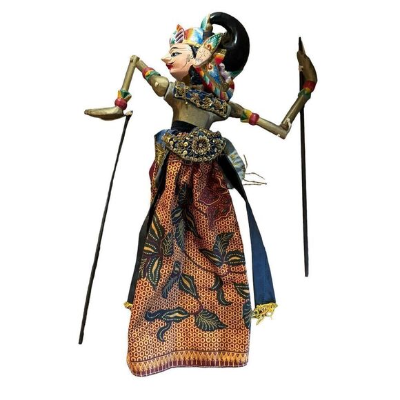 Vtg Wayang Golek Puppet Two Faced Asian Indonesia Art Folk Art 25”Java Handmade - Picture 3 of 12